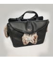 Bag in Simili Black Leather and Beige Fur Fausse Ehgia
