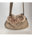 1705 Sling bag cuir et fausse fourrure Taupe Aloké