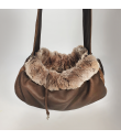 1705 Sling bag croco leather and faux fur Brown Aloké