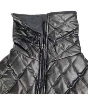 Manteau Spéçial Levrier en nylon et similicuir noir Greyhound Leather Croci