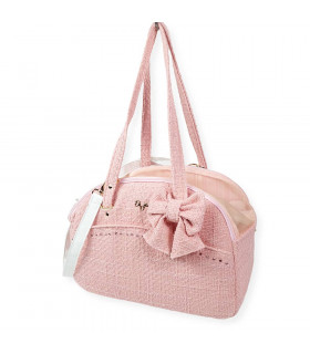 Art 23 Rigide Bag in Tweed Fabric Pink Dog For Trolley Ehgia