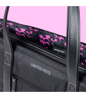 GP1301-NF Black Tile Transport Bag with Rose Pattern Interior United Pets
