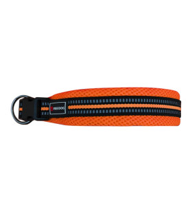 Collier Sport Réglable en nylon bicolor Orange fluo et noir Freedog