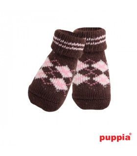 SO072 Socks Puppia Argyle Brown