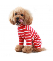 OR264 4 Patt Puppy Angel High Neck long Sleeve Stripes Overall Red