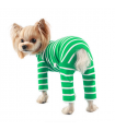 OR264 4 Patt Puppy Angel High Neck long Sleeve Stripes Overall Green